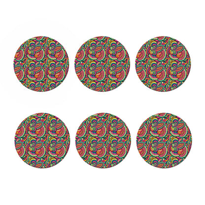 Retro Psychedelic Hippie Pattern Print Coaster Set