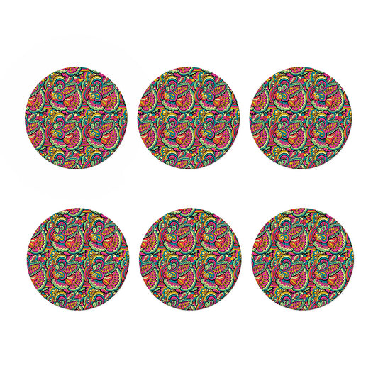 Retro Psychedelic Hippie Pattern Print Coaster Set