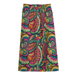Retro Psychedelic Hippie Pattern Print Cotton Front Slit Maxi Skirt
