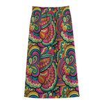 Retro Psychedelic Hippie Pattern Print Cotton Front Slit Maxi Skirt
