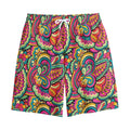 Retro Psychedelic Hippie Pattern Print Cotton Shorts