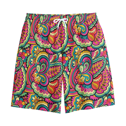 Retro Psychedelic Hippie Pattern Print Cotton Shorts