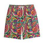 Retro Psychedelic Hippie Pattern Print Cotton Shorts