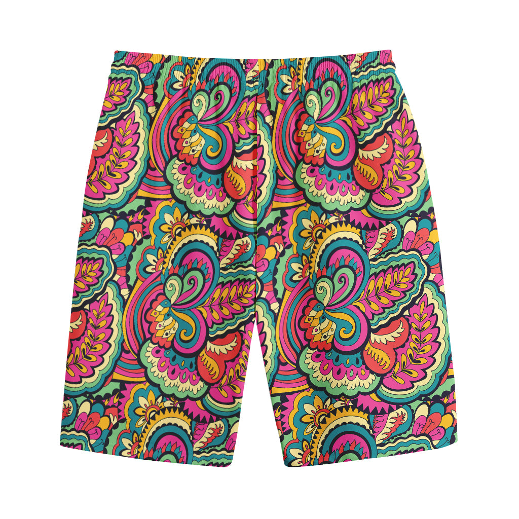 Retro Psychedelic Hippie Pattern Print Cotton Shorts