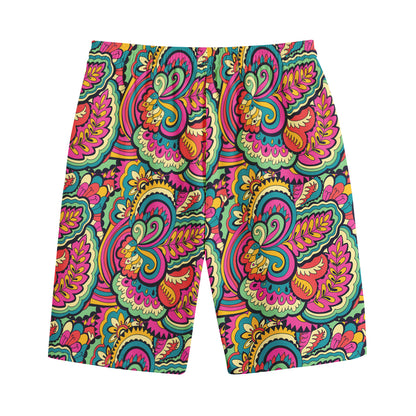 Retro Psychedelic Hippie Pattern Print Cotton Shorts