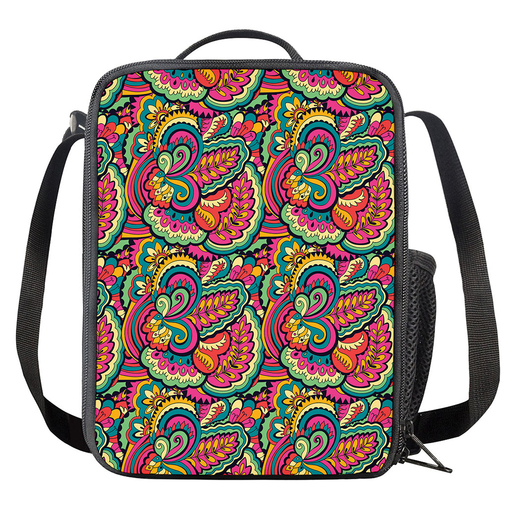 Retro Psychedelic Hippie Pattern Print Crossbody Lunch Bag