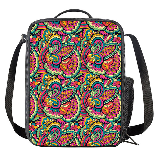 Retro Psychedelic Hippie Pattern Print Crossbody Lunch Bag