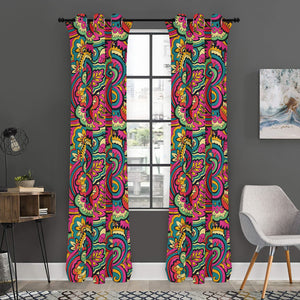 Retro Psychedelic Hippie Pattern Print Curtain