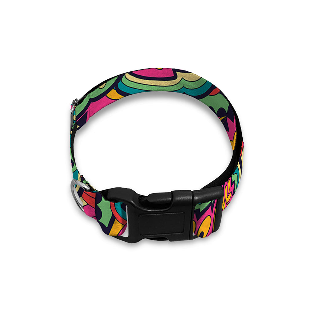 Retro Psychedelic Hippie Pattern Print Dog Collar