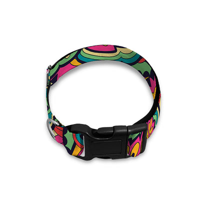 Retro Psychedelic Hippie Pattern Print Dog Collar