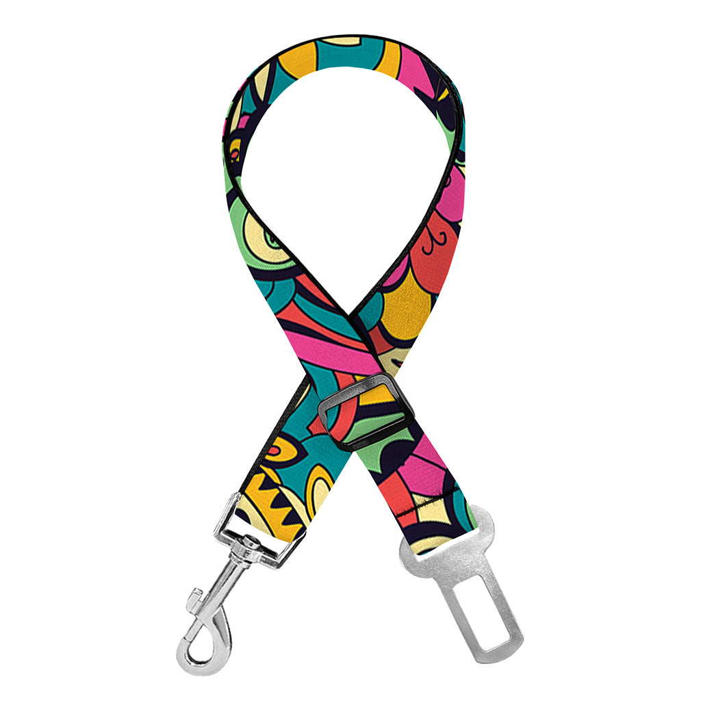 Retro Psychedelic Hippie Pattern Print Dog Seat Belt