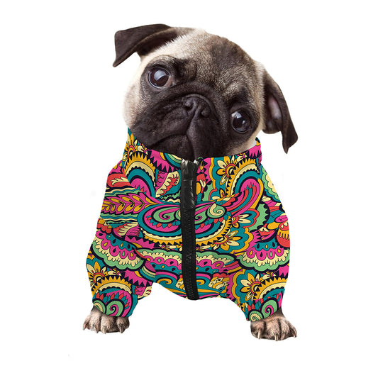 Retro Psychedelic Hippie Pattern Print Dog Zip Up Jacket