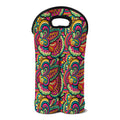Retro Psychedelic Hippie Pattern Print Double Neoprene Wine Tote