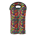 Retro Psychedelic Hippie Pattern Print Double Neoprene Wine Tote