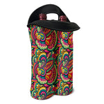 Retro Psychedelic Hippie Pattern Print Double Neoprene Wine Tote