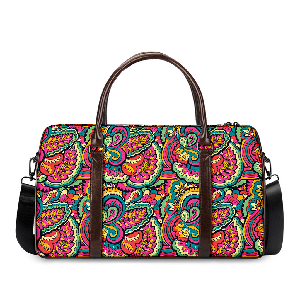 Retro Psychedelic Hippie Pattern Print Duffle Bag