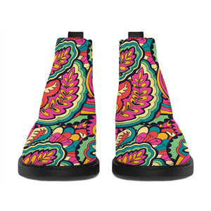 Retro Psychedelic Hippie Pattern Print Flat Ankle Boots