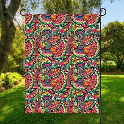Retro Psychedelic Hippie Pattern Print Garden Flag