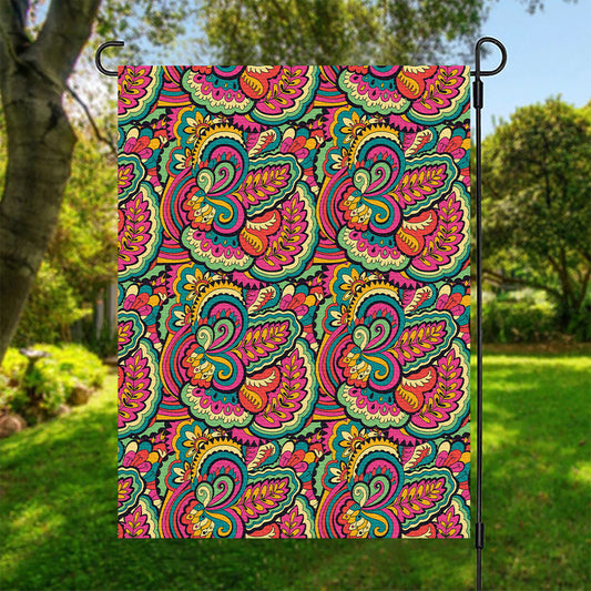 Retro Psychedelic Hippie Pattern Print Garden Flag