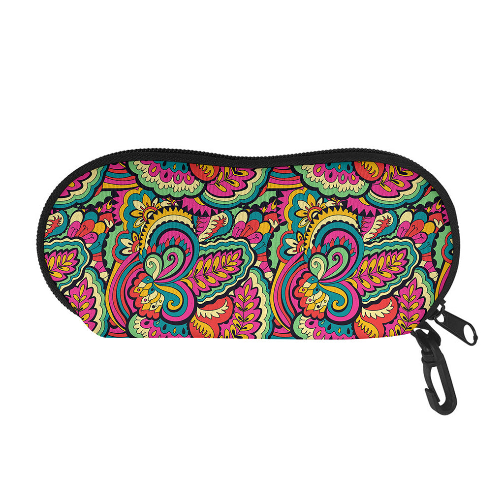 Retro Psychedelic Hippie Pattern Print Glasses Case