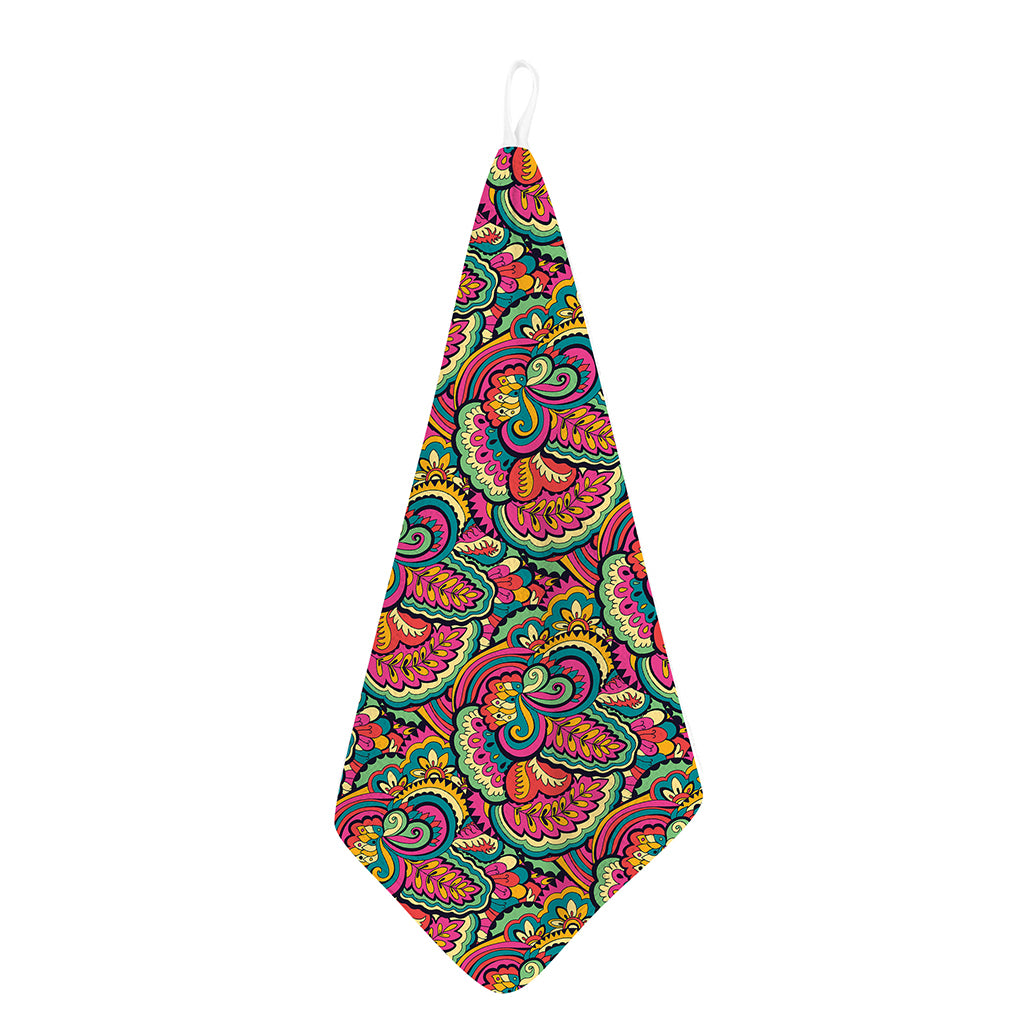 Retro Psychedelic Hippie Pattern Print Hand Towel
