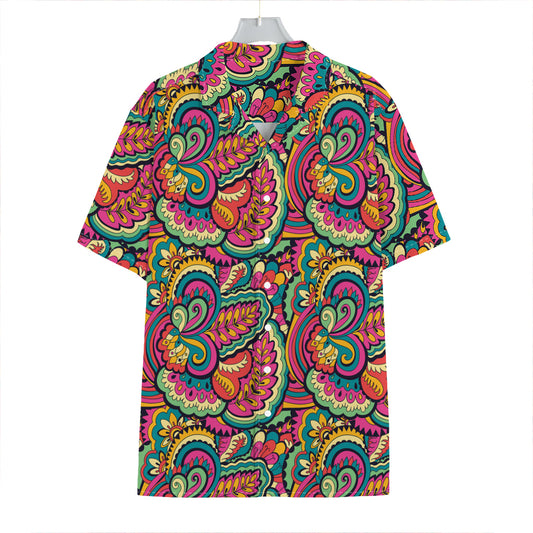 Retro Psychedelic Hippie Pattern Print Hawaiian Shirt