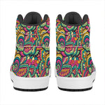 Retro Psychedelic Hippie Pattern Print High Top Leather Sneakers