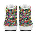 Retro Psychedelic Hippie Pattern Print High Top Leather Sneakers