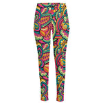 Retro Psychedelic Hippie Pattern Print High-Waisted Pocket Leggings