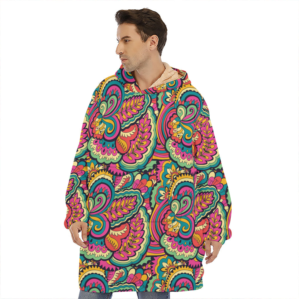 Retro Psychedelic Hippie Pattern Print Hoodie Blanket