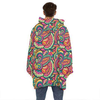 Retro Psychedelic Hippie Pattern Print Hoodie Blanket