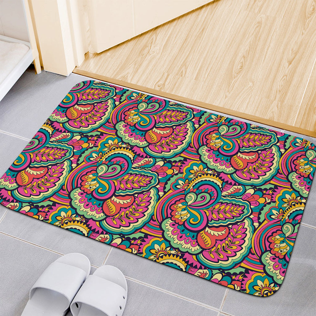 Retro Psychedelic Hippie Pattern Print Indoor Door Mat