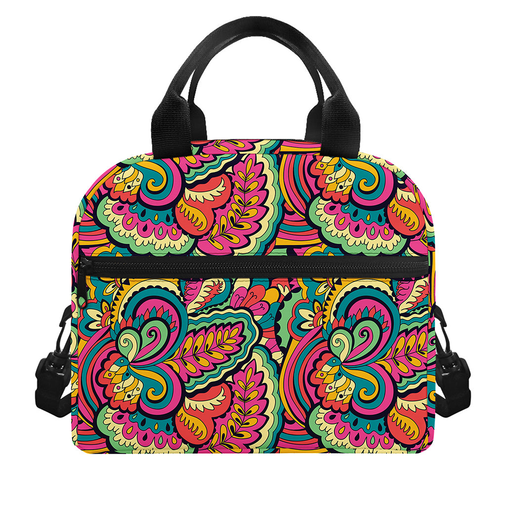 Retro Psychedelic Hippie Pattern Print Insulated Lunch Bag