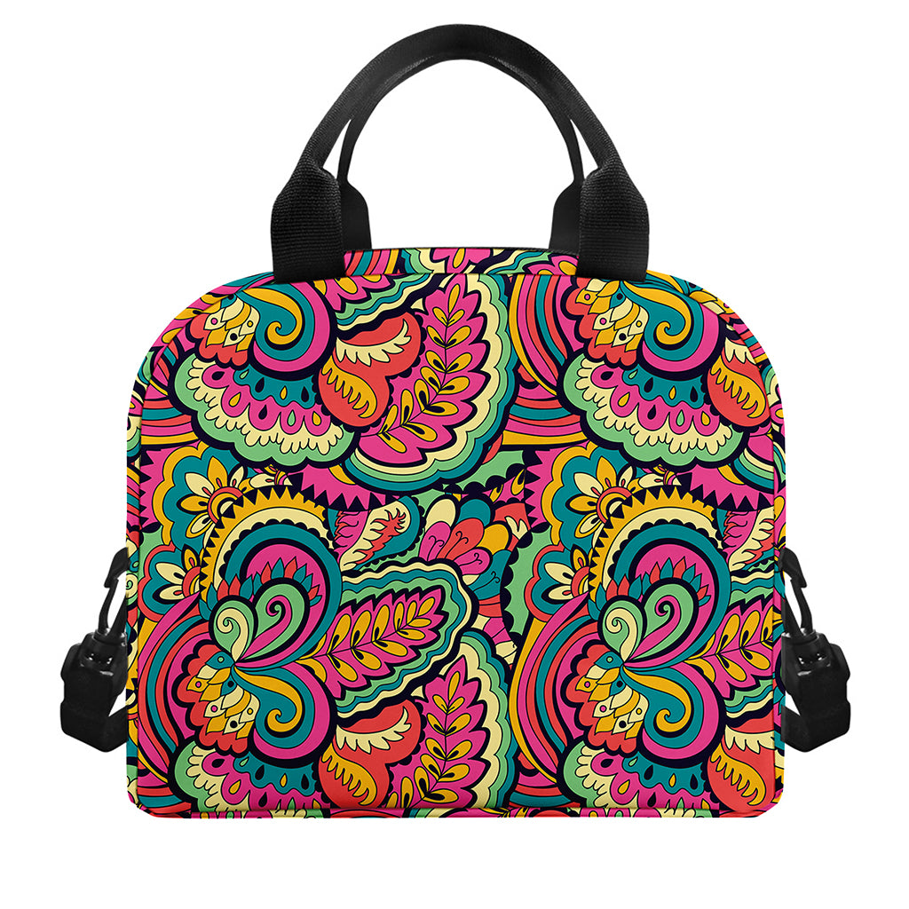Retro Psychedelic Hippie Pattern Print Insulated Lunch Bag