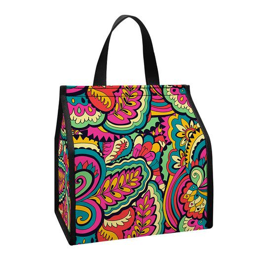Retro Psychedelic Hippie Pattern Print Insulated Lunch Tote