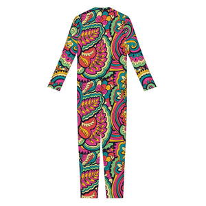 Retro Psychedelic Hippie Pattern Print Jumpsuit