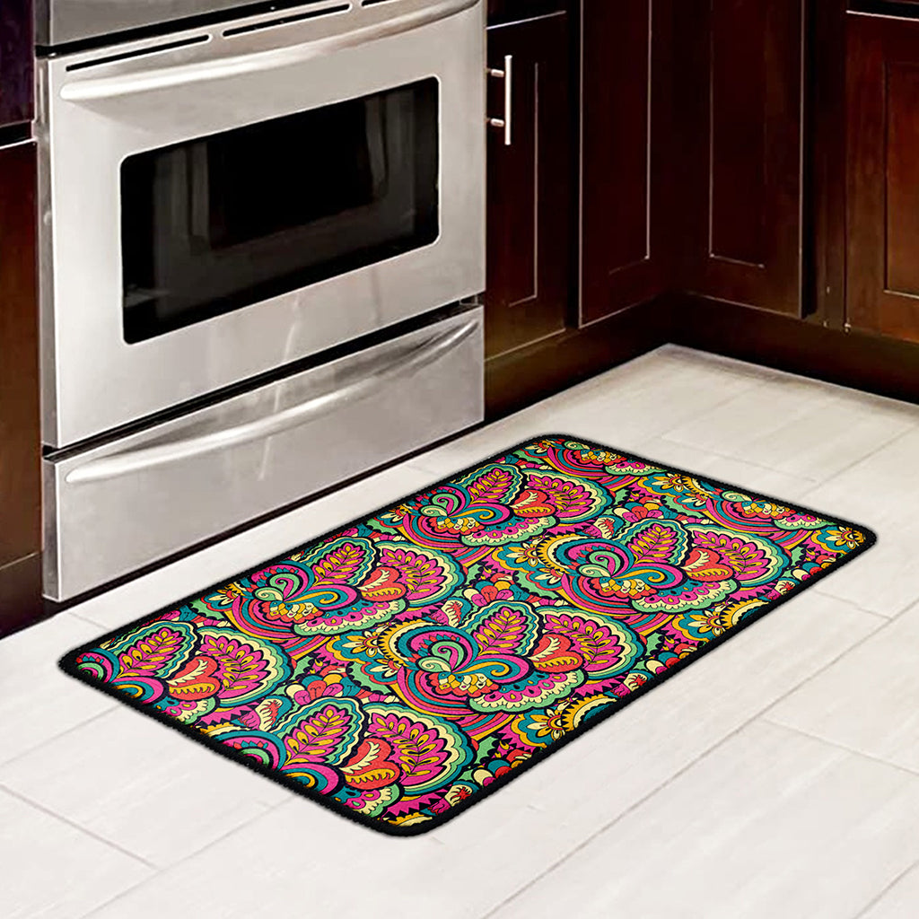 Retro Psychedelic Hippie Pattern Print Kitchen Mat