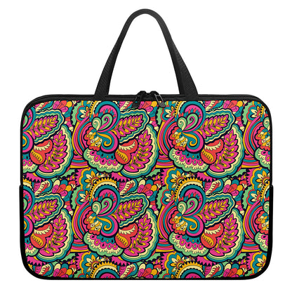 Retro Psychedelic Hippie Pattern Print Laptop Sleeve With Handle