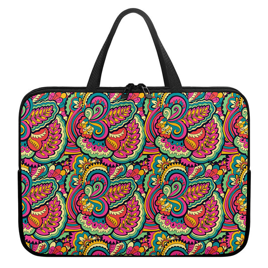 Retro Psychedelic Hippie Pattern Print Laptop Sleeve With Handle