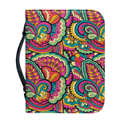 Retro Psychedelic Hippie Pattern Print Leather Bible Cover