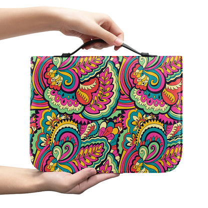 Retro Psychedelic Hippie Pattern Print Leather Bible Cover