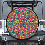 Retro Psychedelic Hippie Pattern Print Leather Spare Tire Cover