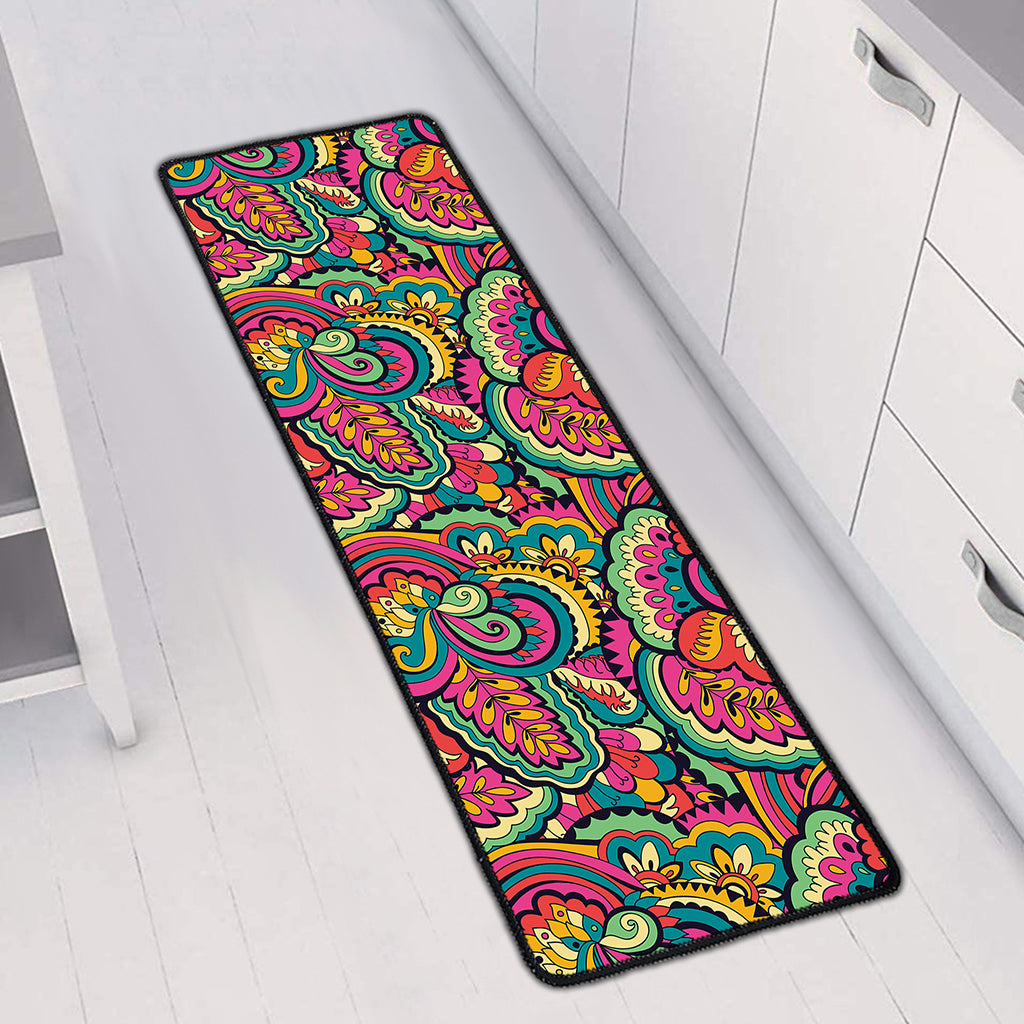 Retro Psychedelic Hippie Pattern Print Long Kitchen Mat