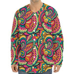 Retro Psychedelic Hippie Pattern Print Long Sleeve Baseball Jersey