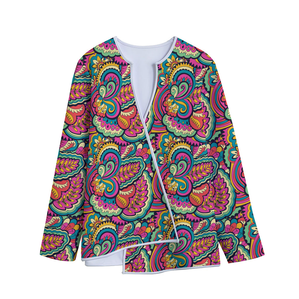 Retro Psychedelic Hippie Pattern Print Long Sleeve Short Coat