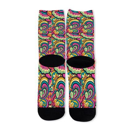 Retro Psychedelic Hippie Pattern Print Long Socks