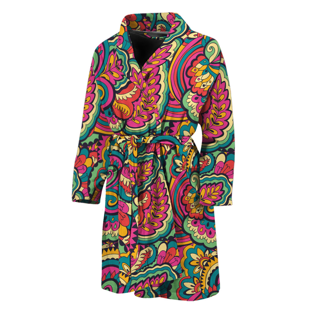Retro Psychedelic Hippie Pattern Print Men's Bathrobe