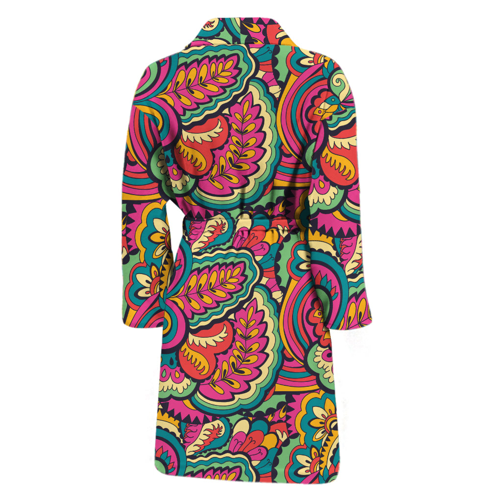 Retro Psychedelic Hippie Pattern Print Men's Bathrobe