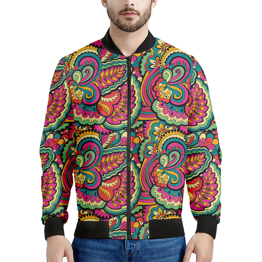 Retro Psychedelic Hippie Pattern Print Men's Bomber Jacket