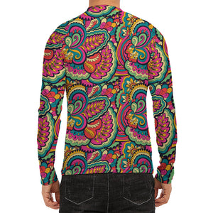 Retro Psychedelic Hippie Pattern Print Men's Long Sleeve Rash Guard